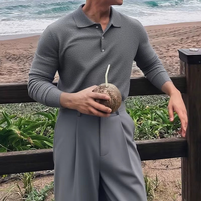 Long Sleeve Knit Polo