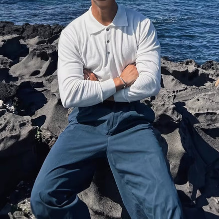 Long Sleeve Knit Polo