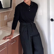 Long Sleeve Knit Polo