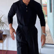 Long Sleeve Knit Polo