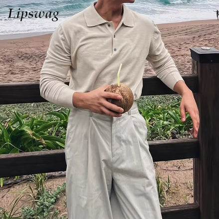 Long Sleeve Knit Polo